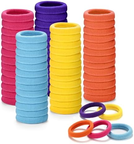 iFwevs 50PCS Multicolor Seamless Toddler Hair Cotton Seamless Ponytail Holders,No Damage Elastics Hair Bands for Thick Heavy &Curly Hair…