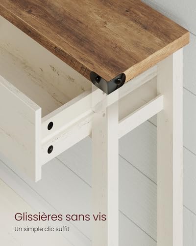 Console d’entrée 120 cm 3 tiroirs style rustique VASAGLE