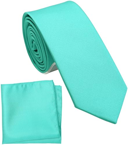 Image of Boy's Solid Tie with Pocket Square Set, Regular Necktie for Children and Kids, Self-Tied