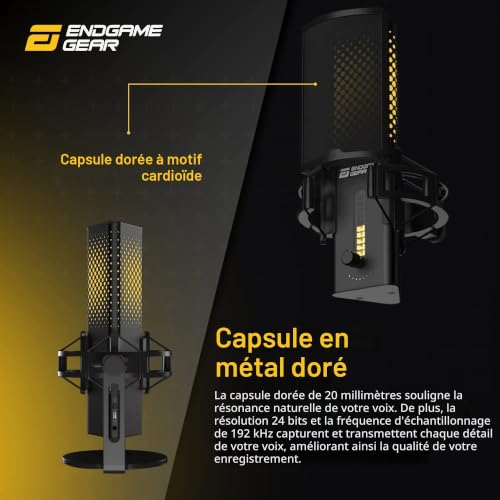 ENDGAME GEAR XSTRM Microphone USB PC Échantillonnage 192kHz 24bit de qualité Studio, Microphone Externe à réduction de Bruit IA et directivité cardioïde (Noir) – vue 5