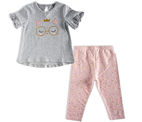 Conjunto camiseta e calça de cotton, Tip Top, meninas, Cinza Mescla, 6