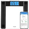Vitafit 550lb Digital Bathroom Scale for Body Weight and BMI Via Smart APP, High Accuracy Assured by Weighing Professional Since 2001, 8mm Tempered Glass, Extra Large Blue Backlit LCD, Black
