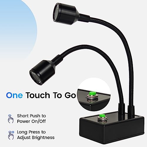 Image of Microscope Articulated Arm Stand Gooseneck Light Set, Dual Gooseneck Spot Light C Mount Lens Holder 26mm-52mm Adjustable Clamp, HDMI USB Camera Lens Electronic Soldering Repairing Stand (Spotlight)