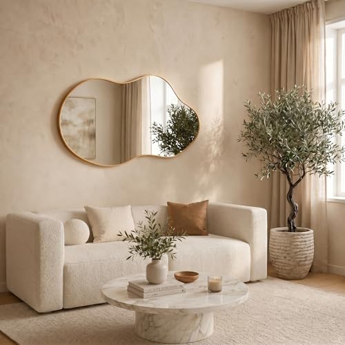 Irregular Wall Mirror 24×40 Inch Wall Mirrors Decorative Gold Modern Asymmetrical Abstract Mirror - image 4