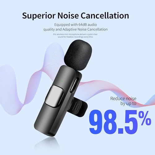 Image of Wireless Microphone for iPhone iPad and Android Phone, 2 Pack Wireless Lavalier Lapel Mic with Noise Reduction, Plug and Play Mini Microphone for Video Recording Interview Podcast YouTube TikTok Vlog