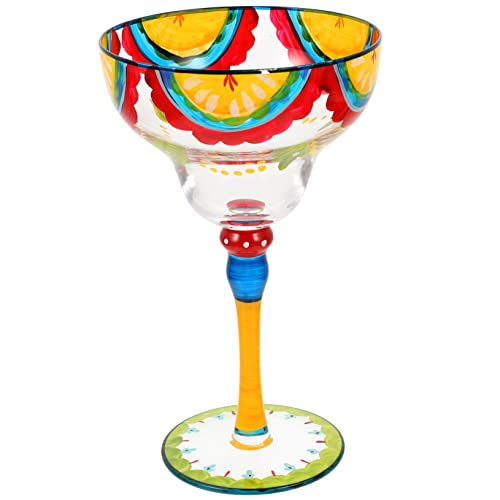 OFFSCH Copa Margaritas De Vidrio Pintado Mano Cristal Transparente Decorativo Para Vino Cóctel y Decoración De Mesa Copas Elegantes Para Fiesta y Uso Diario