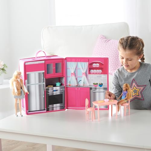 Badger Basket Portable Doll Kitchen Set for 12 Inch Dolls – Includes Oven, Fridge, Table, Chairs & Accessories by Badger Basket - Used condition - Image 6
