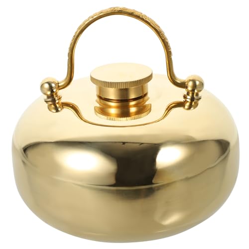 VICASKY Handwärmer aus Kupfer Wärmflasche Tragbar für Winter Einfaches Befüllen mit Wasser Formstabil und Bruchfest für Gemütliche Abende