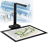 A2 Overhead Scanner, Book Scanner, Document Scanner - USB Document Camera, 23mp High Resolution, 130 Languages Ocr, Auto Flatten & Fingerprint Removal Technologies, for Book & Document