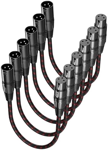 XLR Cables Short, Microphone Cable 1ft 6 Pack,Braided Balanced