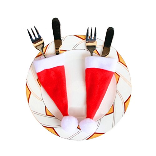 SO-buts Christmas Caps Cutlery Holder Fork Spoon Pocket Christmas Decor Bag (1PC)