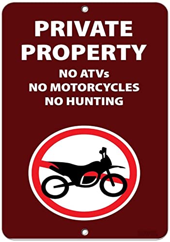 �x���u���L�Ŕ� - ���L���Y No Atvs No Motorcycles No Hunting �A���~�j�E�� ���^�� �Ǒ��� ���^���T�C�� �v���[�N �|�X�^�[ 8X12�C���`