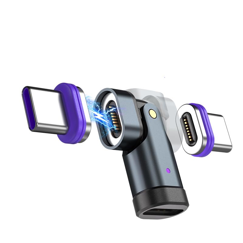 Adaptador magnético USB C de 240W de 16 pines con codo de 90 grados para Samsung y Mac-Book 1