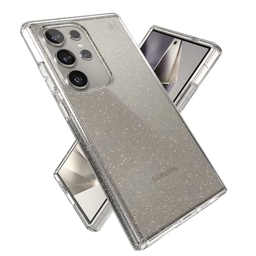 Image of Speck Presidio Perfect Clear Samsung Galaxy S24 Ultra Case - Drop & Camera Protection, Clear Phone Case, Wireless Charging Compatible, Shock Absorbant, Galaxy S24 Ultra Case - Gold Glitter