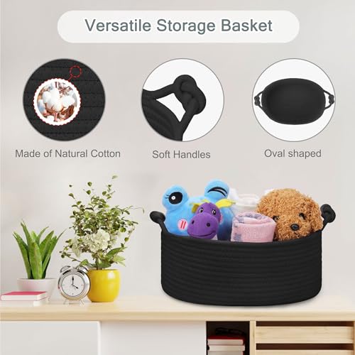 Image of COMSE Small Gift Basket Empty with Bag & Ribbons, Solid Black