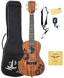 Kala Unity - Ukelele de concierto de caoba, paquete con bolsa de concierto, afinador, correa, cuerdas y paño de pulido Austin Bazaar