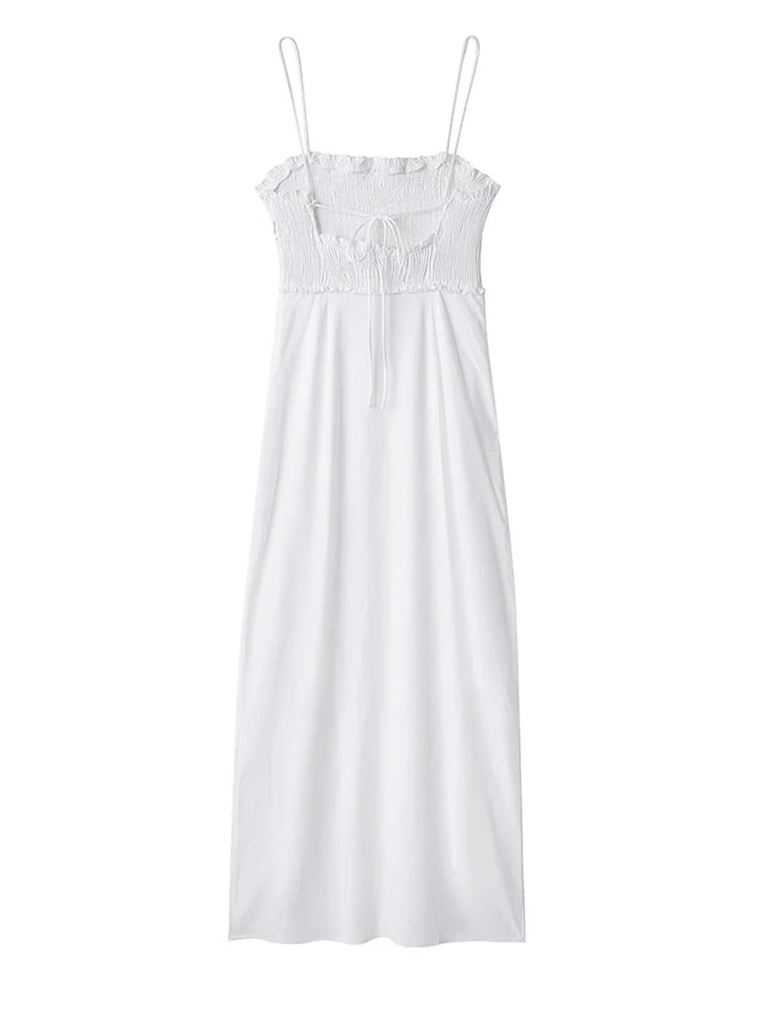 Abito midi da donna in lino aperto sul retro con cravatta in spiaggia e vacanze con spacco frontale, per matrimoni e feste