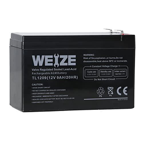 Weize 12V 9Ah Rechargeable Sla Battery For Razor E200 / E200S / E225 / E300,Apc Ups Computer Backup Power (Bx1300Lcd), Apc Back-Ups Ns 1250, 2 Pack #TOP6