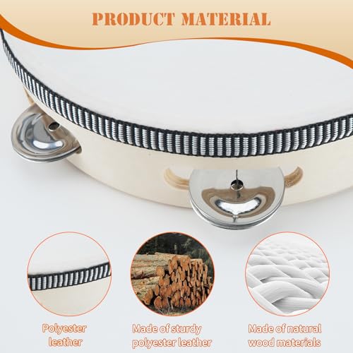 6 inchTambourine For Adults Hand Held Wood Tambourine Comes In Single Row Metal Jingles Tambourine Musical Tambourine Gift Rhythm Percussion Instrument For Party KTV (6 inch FBA) - Thumbnail 4