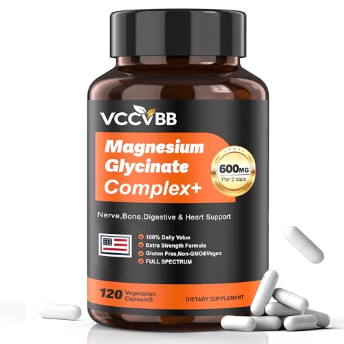 Magnesium Complex for Women & Men 600mg, 12-in-1 High Absorption Magnesium Glycinate, Citrate, Malate & Taurate | Relieve Cramps, Stress, Sleep | Heart, Bone & Nerve Health | 120 Vegan Capsules