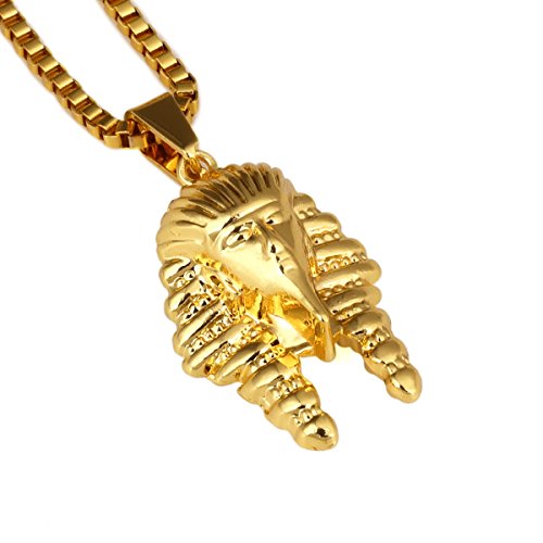 NYUK Mens Hip Hop 18k Real Gold Plated Pendant Necklace King Pharaoh Popular Chain