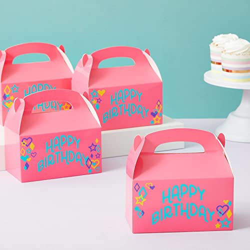 Blue Panda 24 Pack Pink Party Favor Boxes With Handles, Bulk Gable Boxes For Birthday, Baby Shower (6.2X3.5X3.6 In) #TOP2