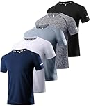 5 Packs Workout Shirts for Men - Activewear Tops Gym Shirts Dry Fit Mesh Running Fitness Short Sleeve Crewneck Sports Athletic T-Shirt Tops 5P02-S
