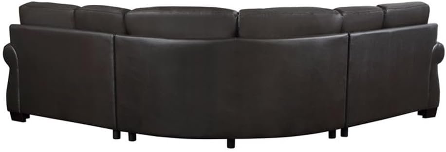 Lexicon Wareham 3-Piece Traditional Plywood and Leather Sectional in Brown