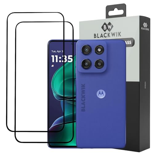 Image of Blackwik Tempered Glass Screen Protector for Moto G60 Stylus with Edge-To-Edge Protector Coverage | Easy Installation Kit (Black) (Pack Of 2)