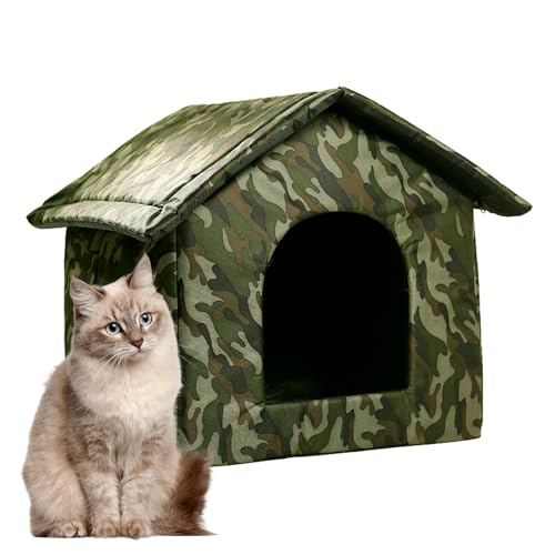Casa para perros – Caseta aislada para perros, invierno, interior y exterior, resistente a la intemperie, almohadilla para mascotas, proporciona un gato salvaje seguro para gatos o perros pequeños