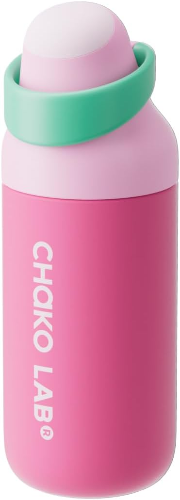 CHAKO LAB Insulated Stainless Steel Water Bottle, BPA-Free Sports Water Bottle,Spout and Straw,Leak Proof Locking Lid,Designed for Travel, School, and Sport,BPA Free,18 oz,Strawberry
