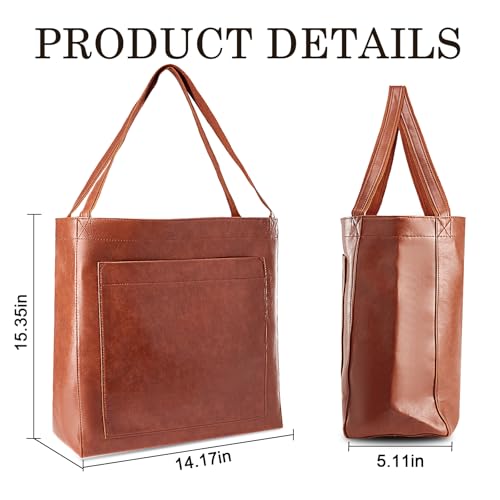 Bolso Tote Vintage de Cuero Grande para Mujer miniatura 5