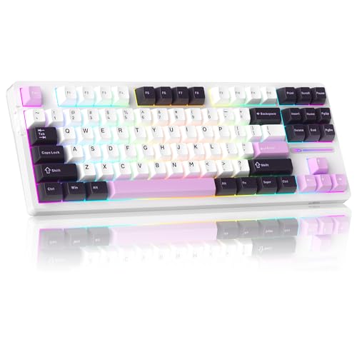 Image of MageGee LIGHT87 Wired Creamy Keyboard, 80% Gasket Hot Swappable RGB Backlit Gaming Mechanical Keyboards with 6-Layer Sound Dampening,PBT Keycaps NKRO for Win /Mac, Purple