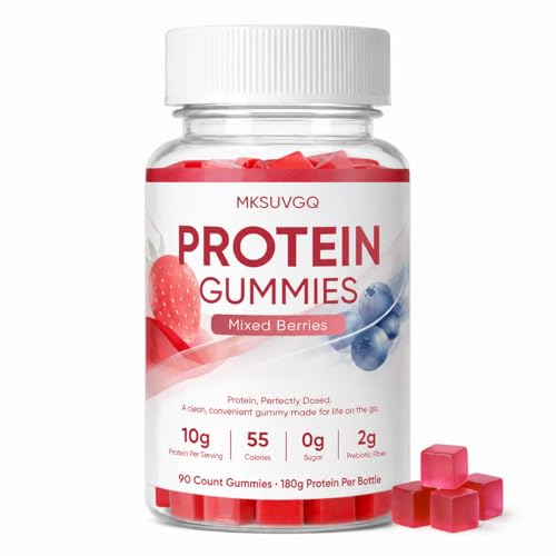 Protein Gummies 180g High Protein Per Bottle Protein Supplement for Women Sugar-Free Mixed Berry Vegan Protein Snack Low Calorie Gluten & Soy Free On-The-Go Nutrition 90 Gummies (Old)