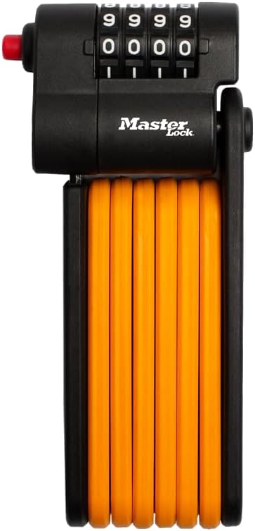 Master Lock Orange Hardened Steel Link Folding Bike Lock, Heavy Duty Anti-Theft Bicycle Lock with Customizable Combination, 2-1/2ft (80cm) Length x 0.15 in (4 mm), 8336EC
