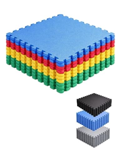 JARDIN202 - Esterilla Fitness Puzzle Suelos para Gimnasio | Set Protección de Goma Espuma, Tatami, Alfombra Expandible 60x60cm (10mm) | 8 Uds | 2,88 m² (Multicolor)