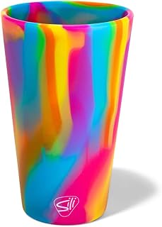 Silipint 16oz Unbreakable Silicone Pint Glass - BPA-Free Reusable Cup, Microwave Freezer Dishwasher Safe, Hippie Hops Design