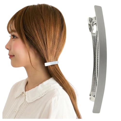 【美のプロ監修】 バレッタ おしゃれ 大人 ヘアピン メタリック ヘアバレッタ ヘアクリップ 可愛い 髪飾り 髪留め ヘアアクセサリー 着脱式スプリング シンプル 大きめ 小さめ 結婚式 日常 シルバー ゴールド (1, シルバー)