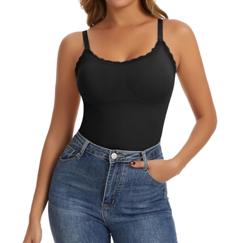 Image of Joyshaper Women Lace Tank Tops Shapewear Tummy Control Vest Padded Camisole