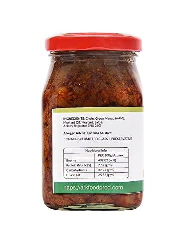 Image of Arkos Homemade Chole Aam Pickle, 200gm with 100% natural ingredients,Soury Chickpeas and mango pickle,Garbanzo and mango Pickle,Ready to eat hot rice, roti,paratha etc