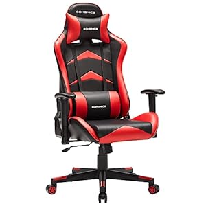 SONGMICS Gamingstoel, bureaustoel, ergonomische bureaustoel, verstelbare armleuningen, 90°-135° kantelhoek…