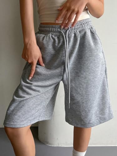 Image of dockstreet Straight Wide fit Long Length Cotton Shorts with Two Side Pockets for Women /Trending Multi Pocket Style, Relaxed Casual Shorts for Women