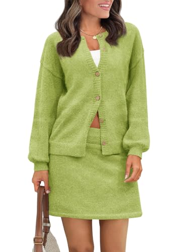 Tankaneo 2 Piece Sweater Sets for Women Long Sleeve Cardigan