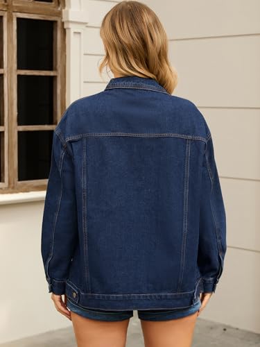 Women's Denim Jackets Casual Oversized Pockets Long Sleeve Trendy Shacket Plus Size Jean Jacket4