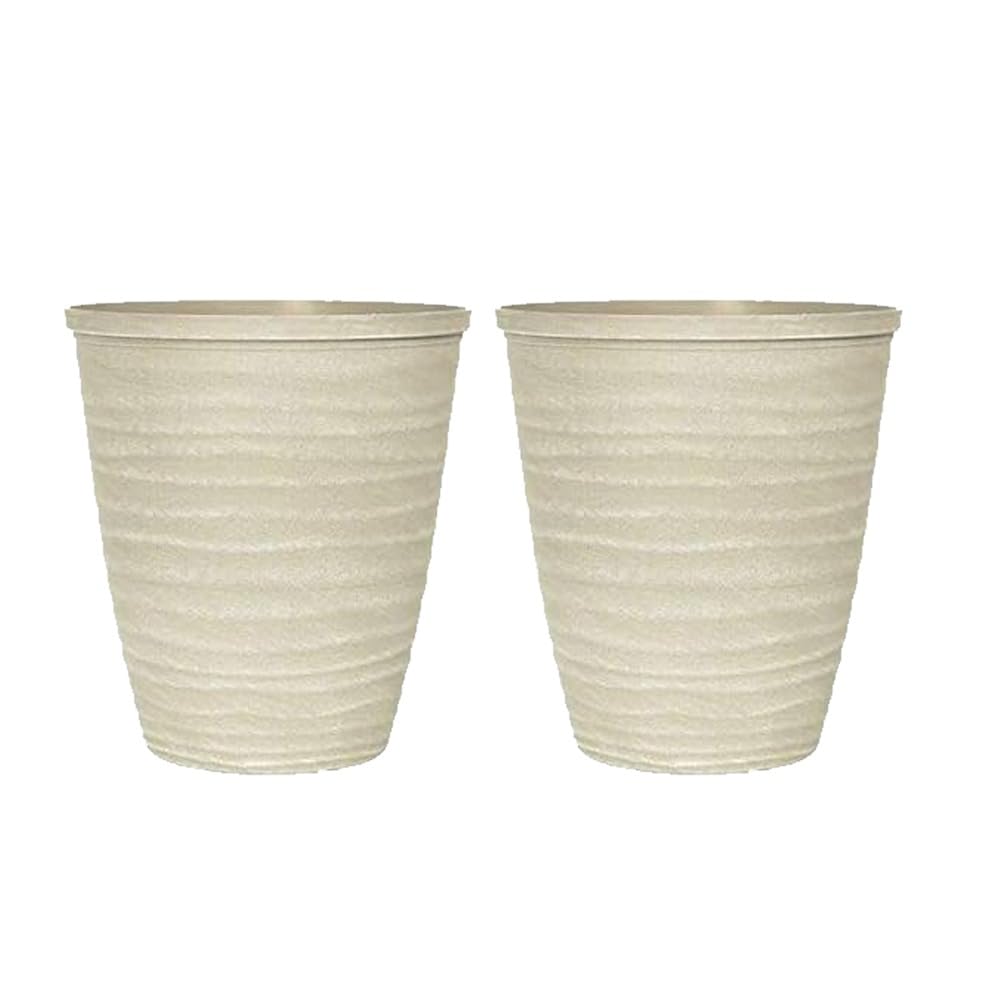 Plastic Plant Pot | Heavy Duty Planter 13L | Indoor Outdoor Flower Pot | Weatherproof Garden Container with Drainage Holes | Decorative for Garden Patio Balcony (Dune Planter Warm Grey - 28cm, 2Pack)