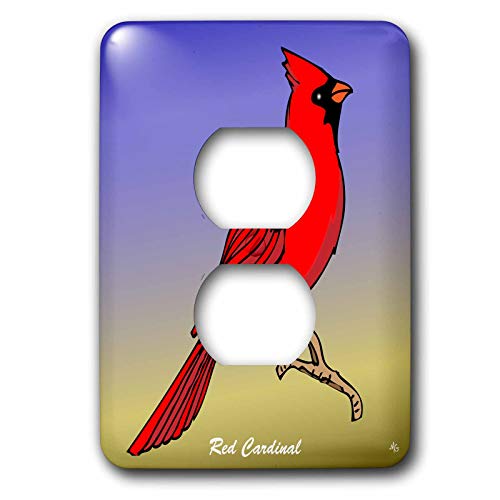 Oiseaux cardinal 3 sur dégradé cache 2 prises murales lsp_25558_6