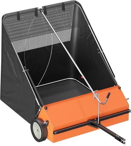 Doniks 58-Inch Tow Behind Lawn Sweeper,with 28 cu. ft. Large Capacity Leaf Collector,Lawn Sweeper with Adjustable Sweeping Height, for Yard, Lawn, Farm