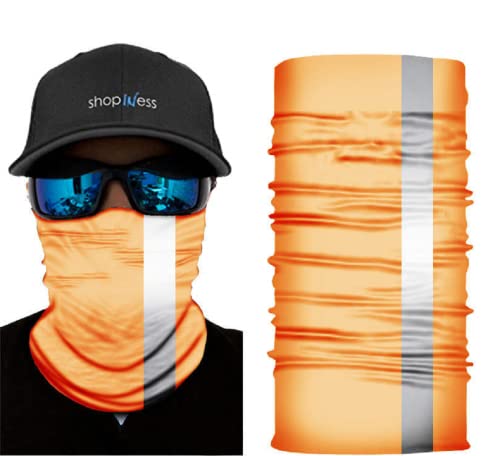 ShopINess Pañuelo Braga cuello Multifunción Unisex para Deporte y Actividades Outdoor con Banda Reflectante (Naranja) Cover