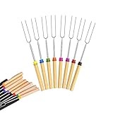 8 Pcs Grillgabeln Lagerfeuer, Grillspieße Spieße, Edelstahl Ausziehbar Marshmallow-Braten, Sticks Teleskop Smores Spieße, für Lagerfeuer Feuerstelle, Hot Dogs, Shish-Kebabs, Bratstäbe Camping