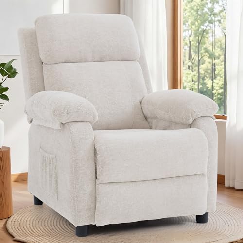 Image of Korser Recliner Chair, Living Room Chairs for Adults, Padded Deep Seat Reading Chair with Side Pockets, Small Recliners for Small Spaces, Lounge Chair for Living Room, Bedroom, and RV (Chenille)